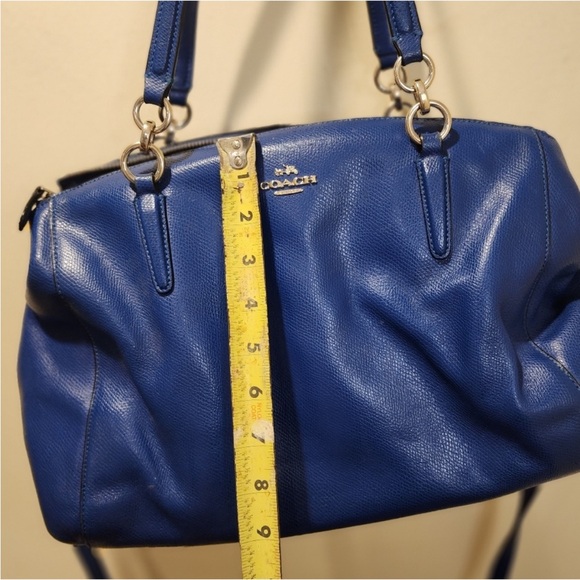 COACH blue leather shoulder bag with long strap - Picture 8 of 16